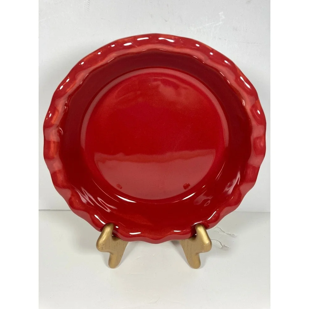 Emile Henry Red Ceramic Scalloped Pie‎ Dish 9 Inch Baking Pan 6181 France